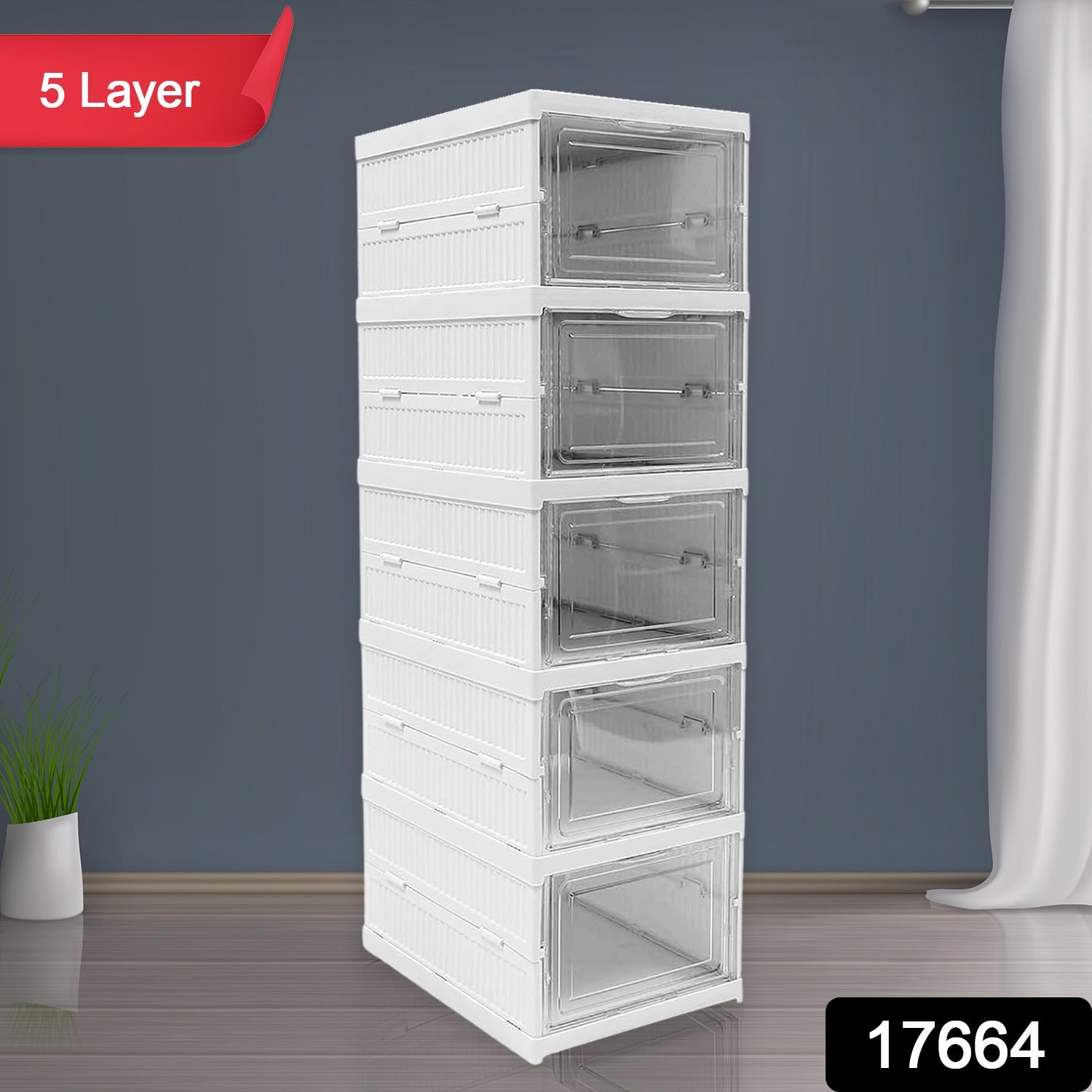 Stackable Multifunctional Storage, for Clothes Foldable Drawer Shelf Basket Utility Cart Rack Storage Organizer Cart for Kitchen, Pantry Closet, Bedroom, Bathroom, Laundry (2, 3, 4, 5, 6 / Layer 1 Pc) Stackable Multifunctional Storage, for Clothes Foldable Drawer Shelf Basket Utility Cart Rack Storage Organizer Cart for Kitchen, Pantry Closet, Bedroom, Bathroom, Laundry (2, 3, 4, 5, 6 / Layer 1 Pc)